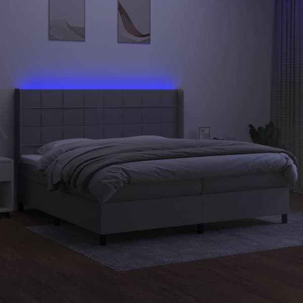 Ramsäng med madrass & LED ljusgrå 200x200 cm tyg
