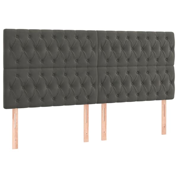 Ramsäng med madrass & LED mörkgrå 200x200 cm sammet