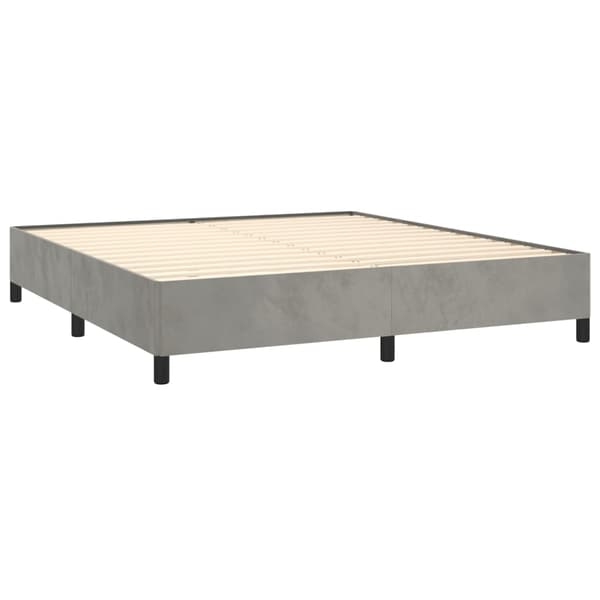Ramsäng med madrass ljusgrå 160x200 cm sammet