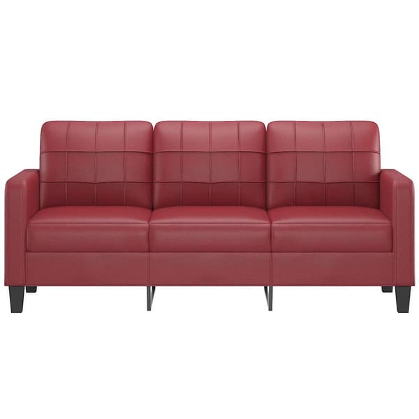 3-sitssoffa vinröd 180 cm konstläder
