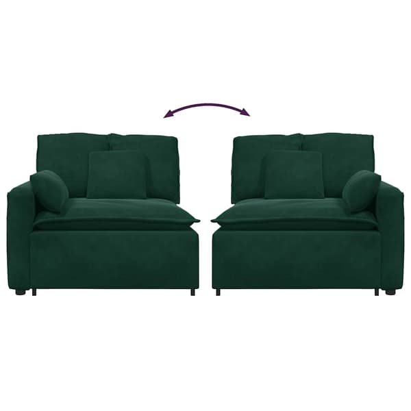 Modulär soffa armstödsändmodul med dynor mörkgrön 100 cm