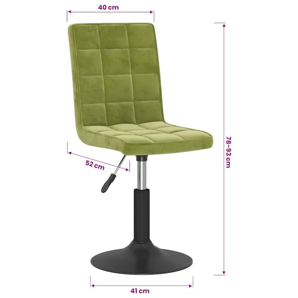 Snurrbara matstolar 2 st ljusgrön sammet