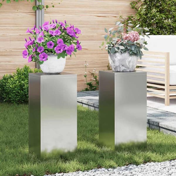 Växtställ 2 pcs Silver 24 x 24 x 55 cm Galvaniserat stål