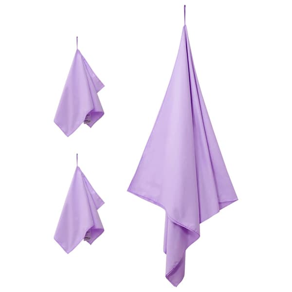 Sporthandduk Set 3 st Lila 210 x 100 cm