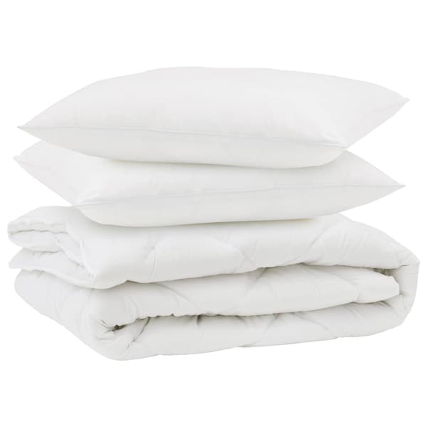 Duntäcke med kudde 3 pcs Vit Mikrofiber