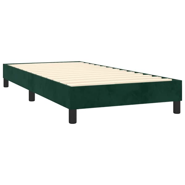 Ramsäng med madrass mörkgrön 90x190 cm sammet