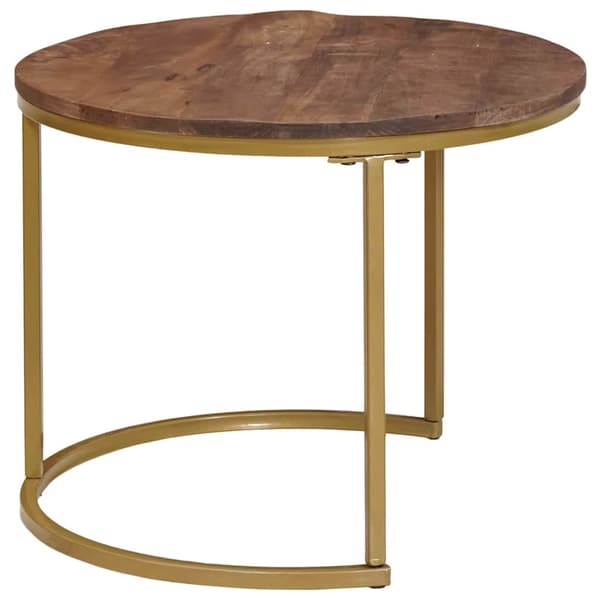 Nesting Kaffe Bord 3 pcs Mörkbrun Massivt Mangoträ och stål