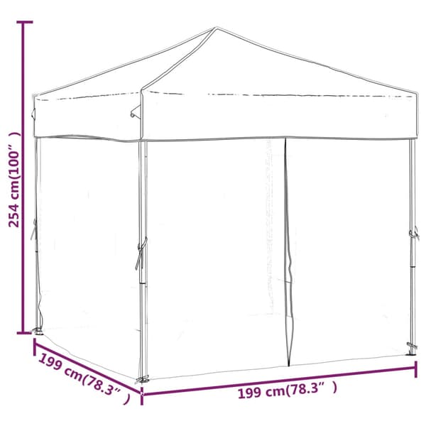 Hopfällbart partytält med sidoväggar gräddvit 2x2 m