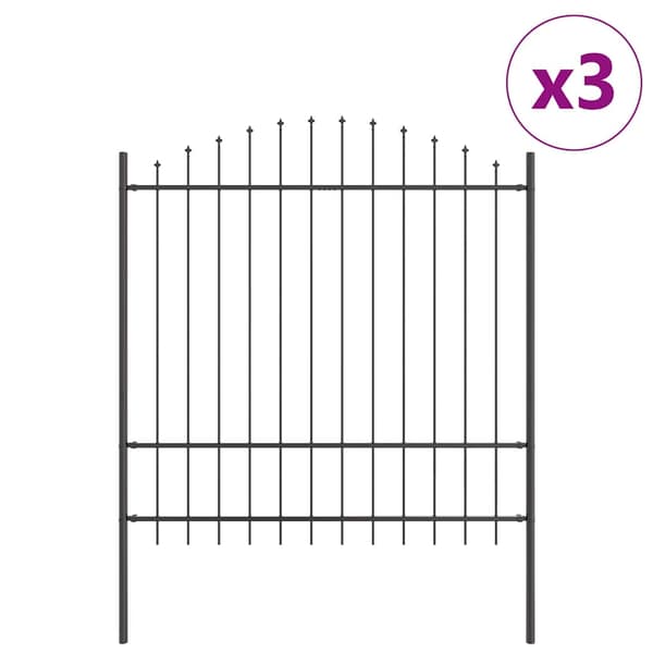 Trädgårdsstängsel 3 pcs Grå 170 x 215 cm Pulverlackerat stål