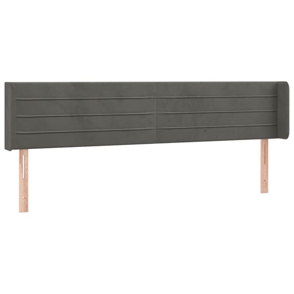 Sänggavel LED mörkgrå 163x16x78/88 cm sammet