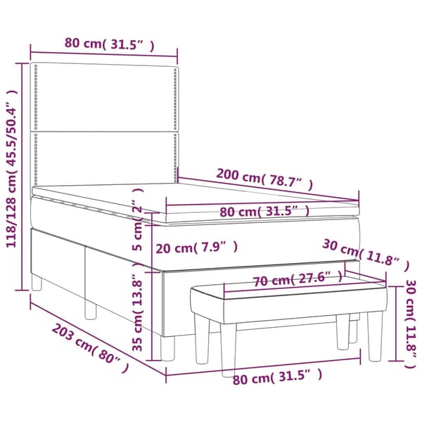 Ramsäng med madrass svart 80x200 cm sammet