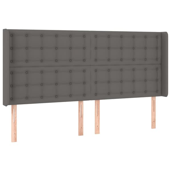 Sänggavel LED grå 183x16x118/128 cm konstläder