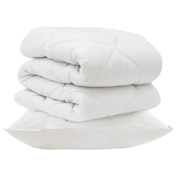 Duntäcke med kudde 2 pcs Vit Mikrofiber