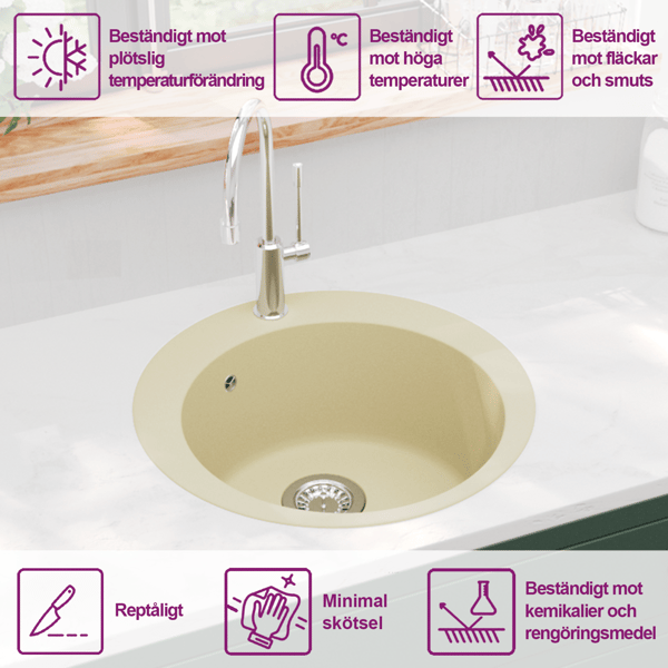 Diskho granit enkel rund beige