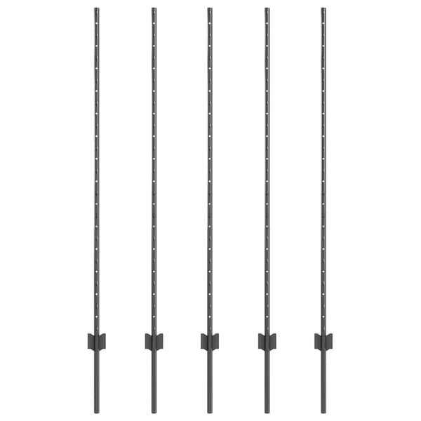 Stängselstolpe 5 pcs Grå 140 cm Stål