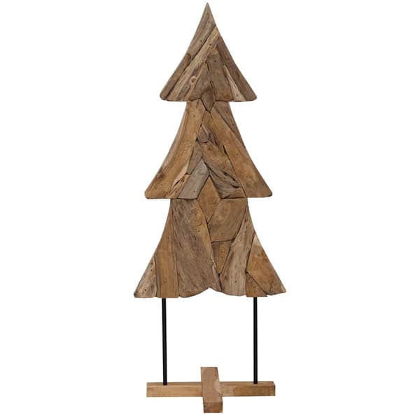 Julgran med stativ Brun 151 cm Massivt teakträ