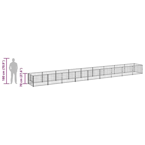 Hundgård svart 9 m² stål