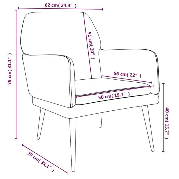 Fåtölj gul 62x79x79 cm sammet