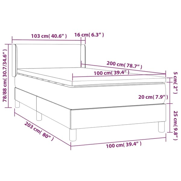 Ramsäng med madrass rosa 100x200 cm sammet