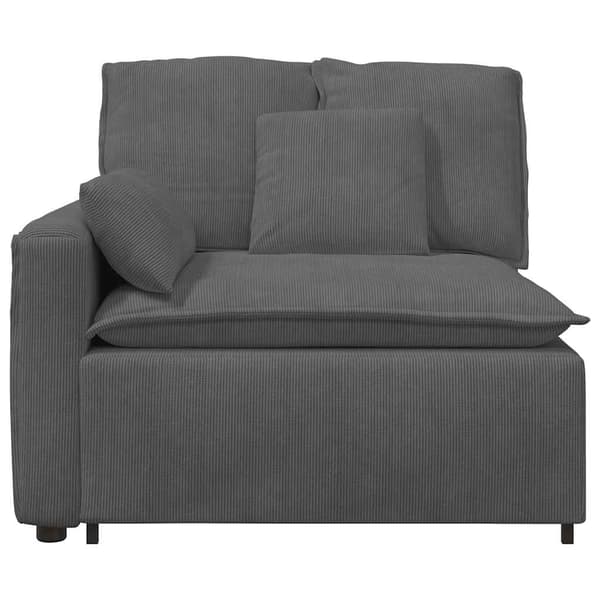 Modulär soffa armstödsändmodul med dynor mörkgrå 100 cm