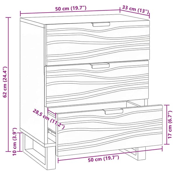 Nattduksbord Vit 50 x 33 x 62 cm Konstruerat trä