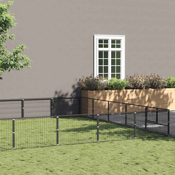 Hundgård svart 35 m² stål