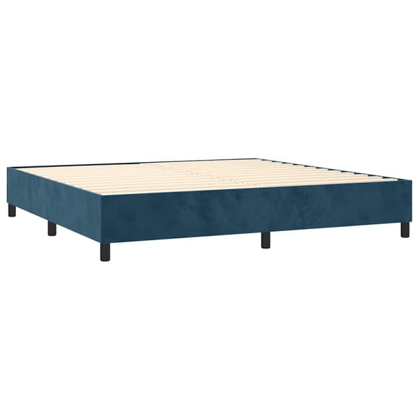 Ramsäng med madrass mörkblå 200x200 cm sammet