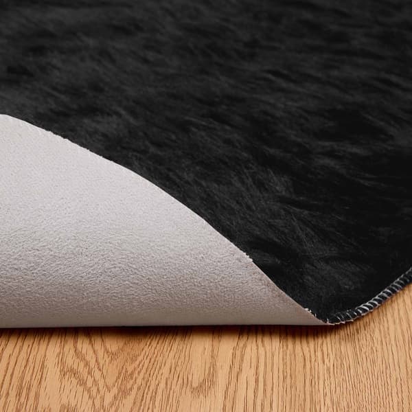 Fuskfäll matta TAFALLA Svart Ø 200 cm Polyester