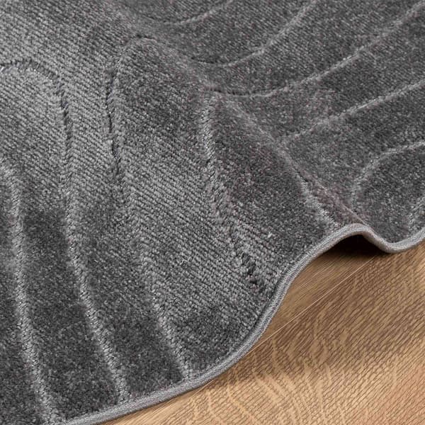 Områdesmattor Rund PALMERAS Antracit Ø 160 CM Polyester