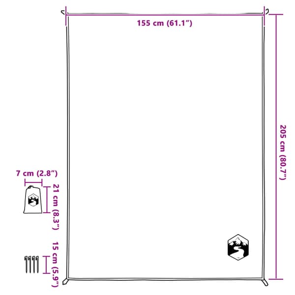 Picknickfilt med markpinnar blå 205x155 cm