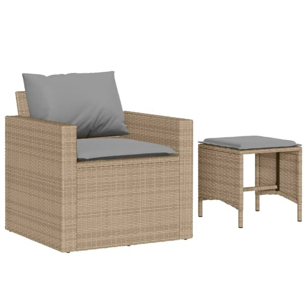 Soffgrupp för trädgård med dynor 4 delar beige konstrotting
