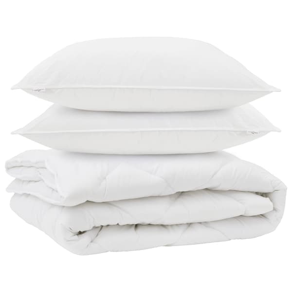 All-säsong Duvet med kudde 3 pcs Vit Mikrofiber