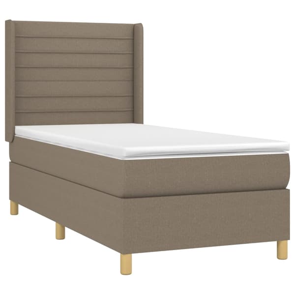 Ramsäng med madrass & LED taupe 90x200 cm tyg