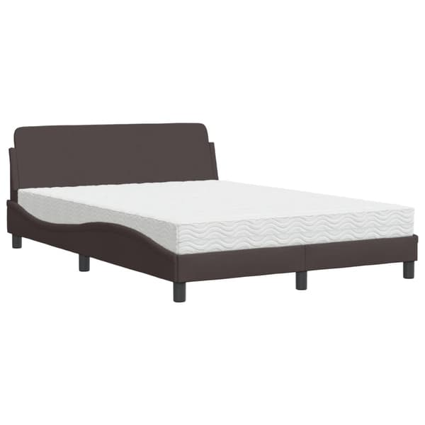 Bed with Mattress "Dover" Dark Brown 140x190 cm Fabric