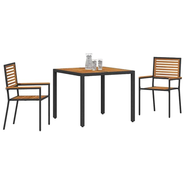 Trädgårdsmöbelset 3 pcs Svart och Brunt konstrotting