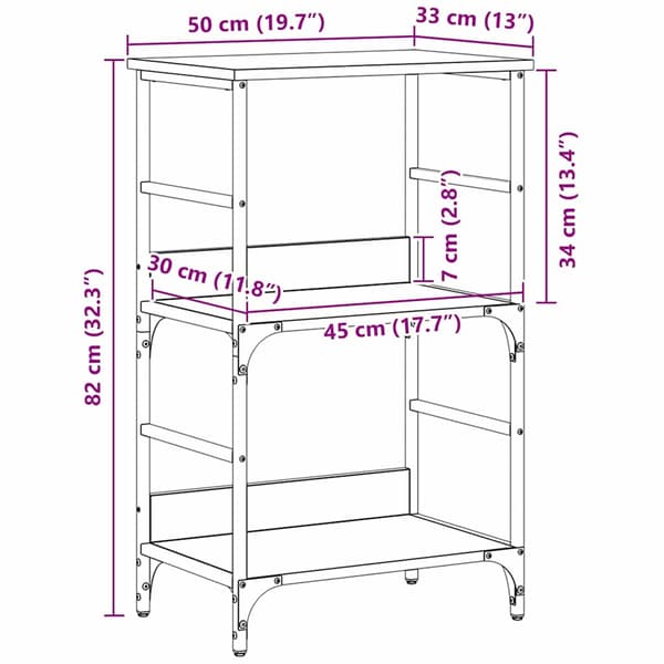 Hyllsystem Svart Ek 50 x 33 x 82 cm Konstruerat trä