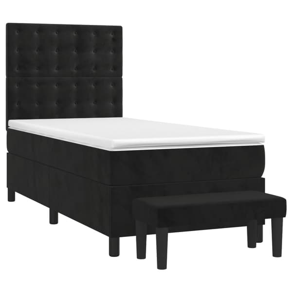 Ramsäng med madrass svart 100x200 cm sammet