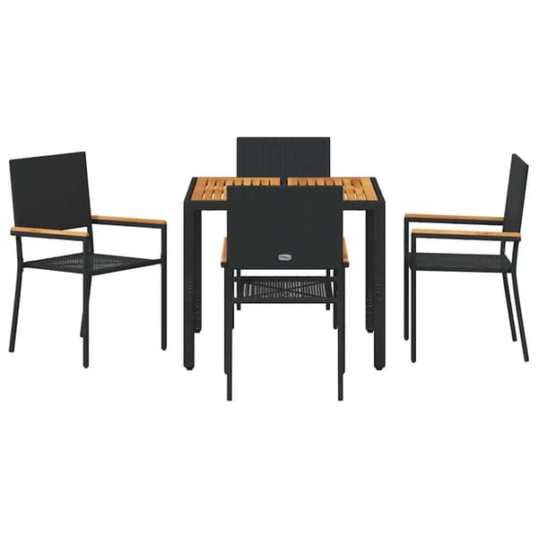 Trädgårdsmöbelset 5 pcs Svart konstrotting