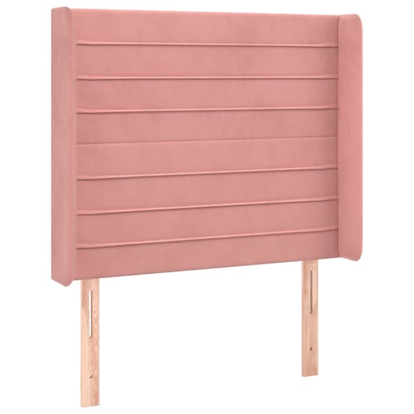 Ramsäng med madrass rosa & LED 80x200 cm sammet
