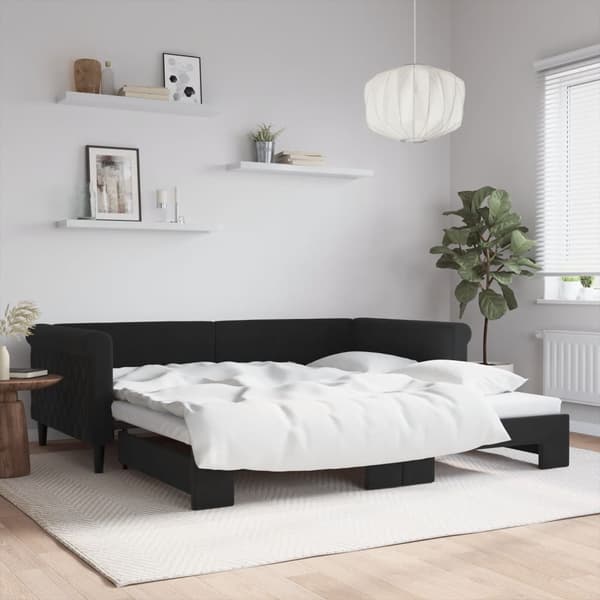 Dagbädd utdragbar svart 100x200 cm sammet