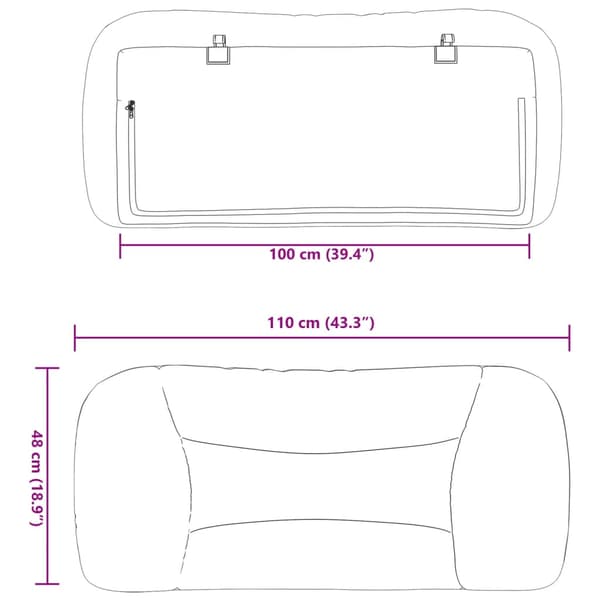 Headboard Cushion "Hvar" Blue 100 cm Fabric
