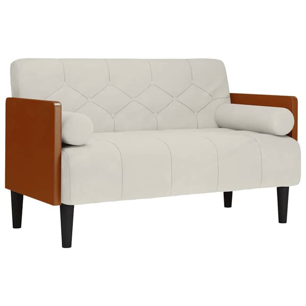 Loveseat soffa med dynor gräddvit 110 cm sammet