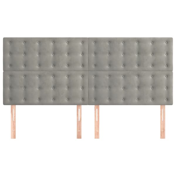 Sänggavel ljusgrå 160x5x118/128 cm sammet
