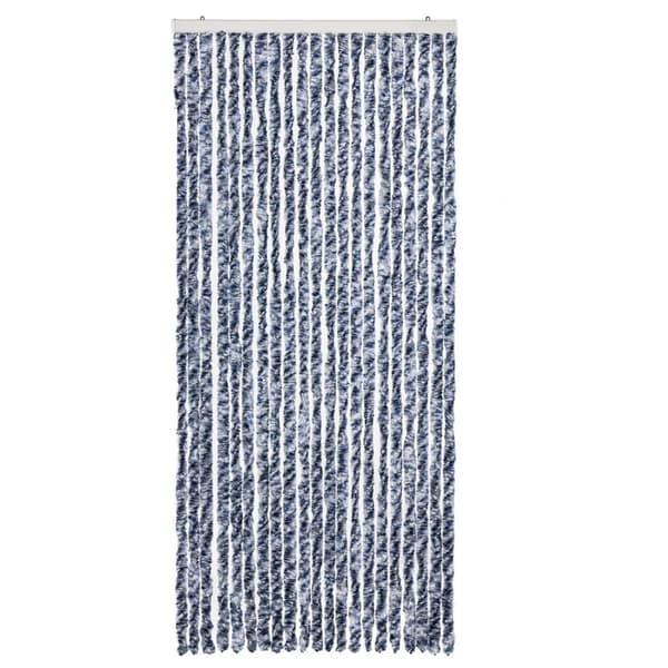 Insektsdraperi blå, vit och silver 90x220 cm chenille