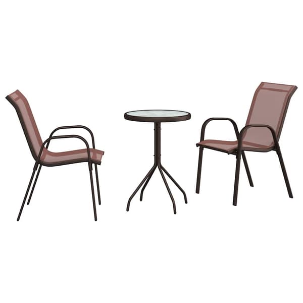 Trädgårds Bistro Set 3 pcs Brun Stål
