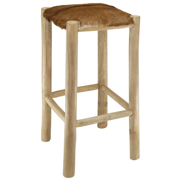 Barstol getskinnsläder och massiv teak