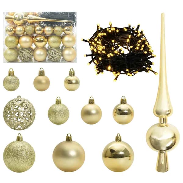 Julprydnad Set med 150 LED-lampor 61 pcs Guld Plast