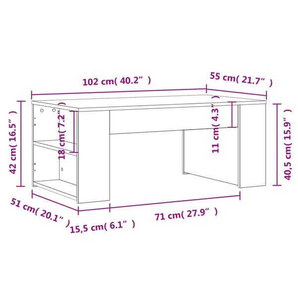 Soffbord vit 102x55x42 cm konstruerat trä