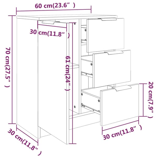 Skänkar 2 st vit 60x30x70 cm konstruerat trä