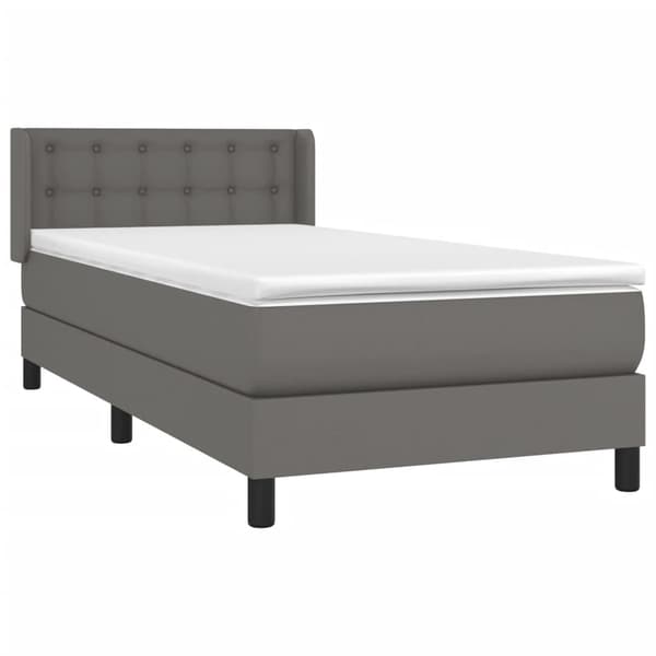 Ramsäng med madrass grå 100x200 cm konstläder